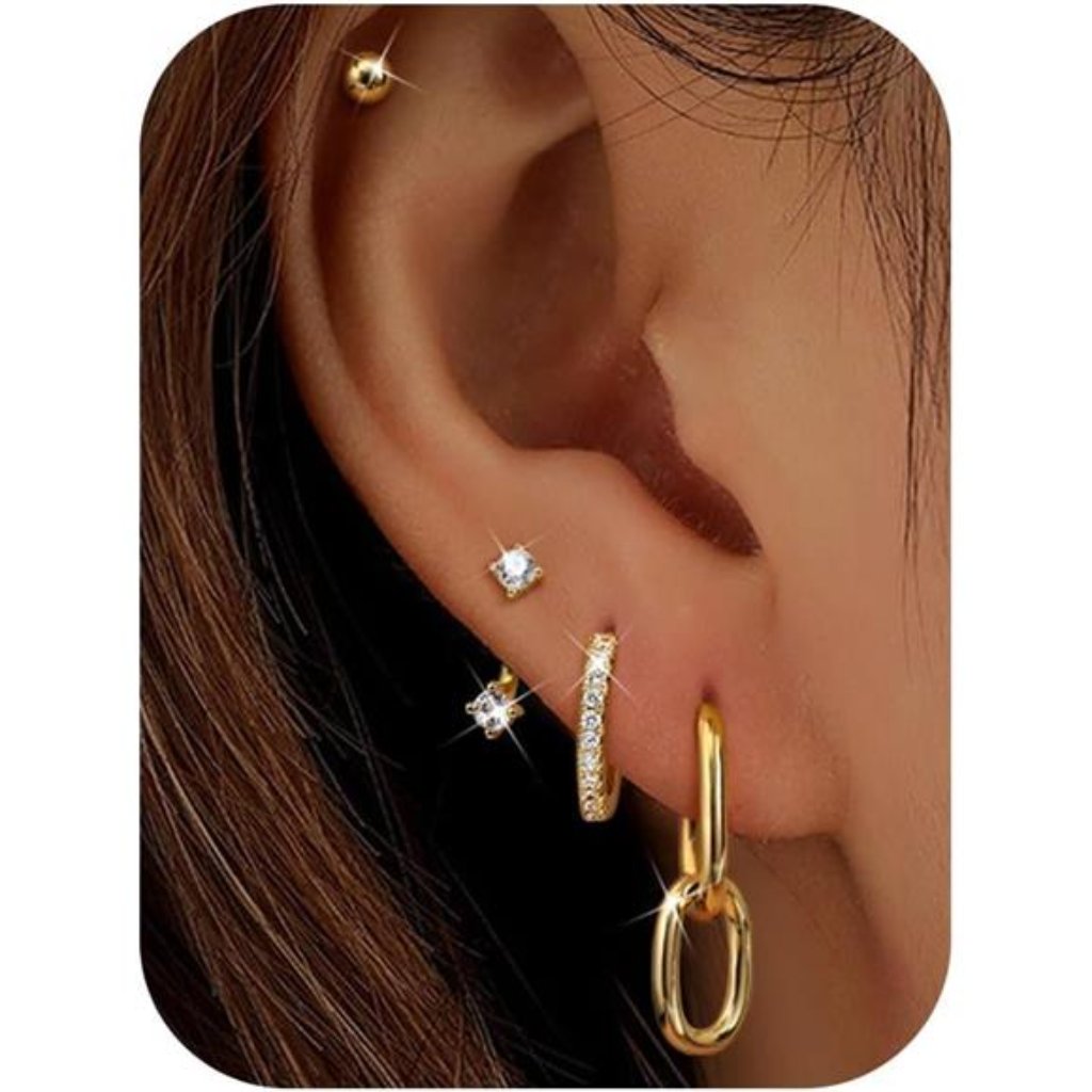 Gold Earrings Surgical Steel - Hypoallergenic 14k Gold Plated Huggie Women 51$